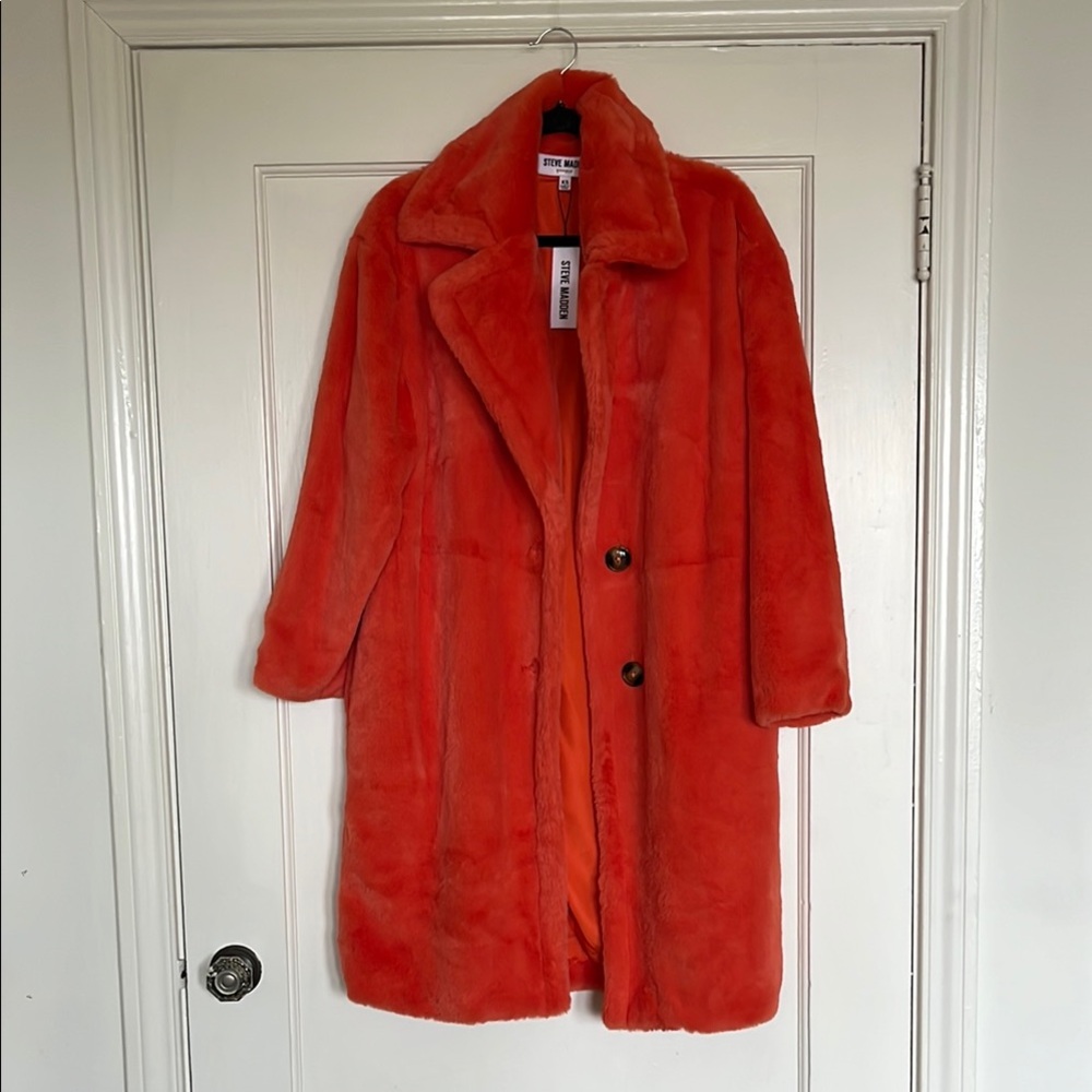 Steve Madden Orange Teddy Jacket Plush Oversized